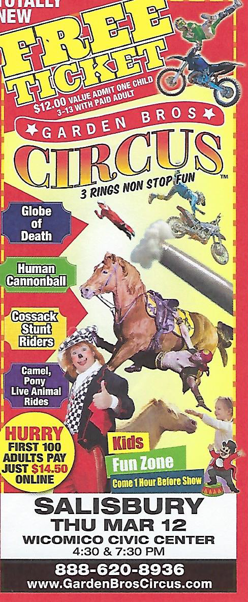Garden Bros Circus – FREE child admission with purchase of General ...
